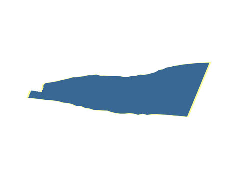 Abstract blue polygon shape with a subtle yellow border for graphic design