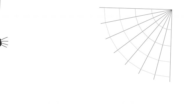 Animated spider web with spider swaying slowly, insect moving up and down in corner