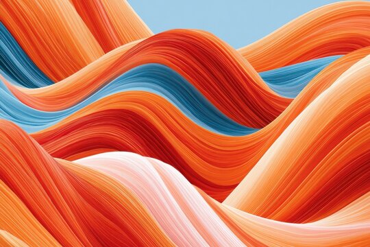 Vibrant abstract waves of flowing orange and blue strokes with textured layered motion and depth