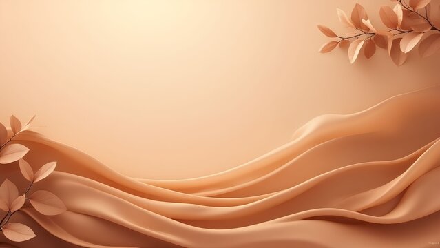 "Elegant Earth-Toned Leaves and Flowing Waves"