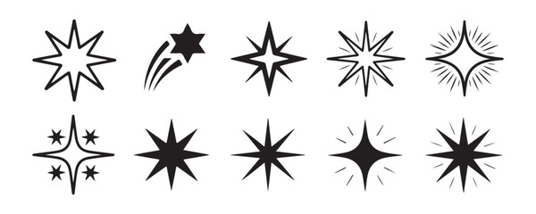 Starry sky vector elements including shooting star and sparkles for diverse creative design tasks. © Under
