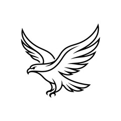 Fototapeta premium Majestic Flying Eagle Mascot Vector Line Art Illustration