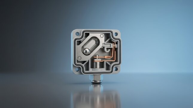 Tilt switch 3D render industrial orientation sensing component for equipment monitoring safety systems and motion detection