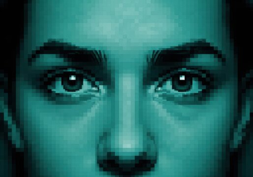 Closeup portrait of a woman with intense gaze
