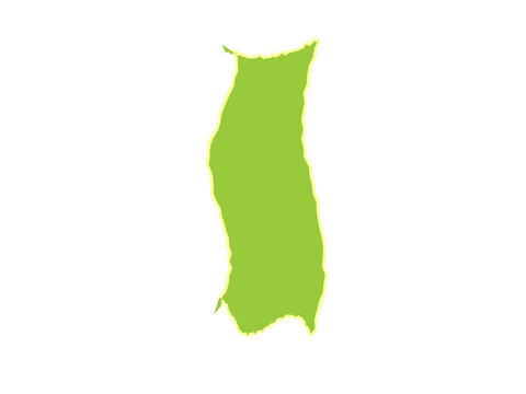 Abstract green shape with rough edges and a soft yellow border outline