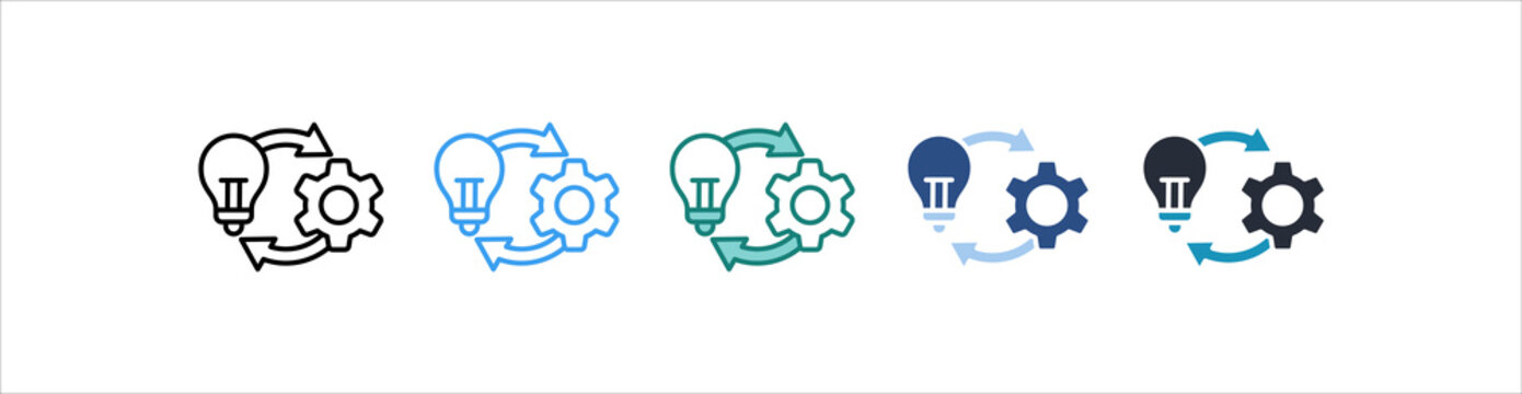 Implementation Icon Set Multiple Style Collection