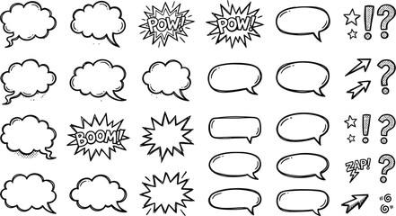 Comic book speech bubbles and sound effects silhouette collection © salmagd988