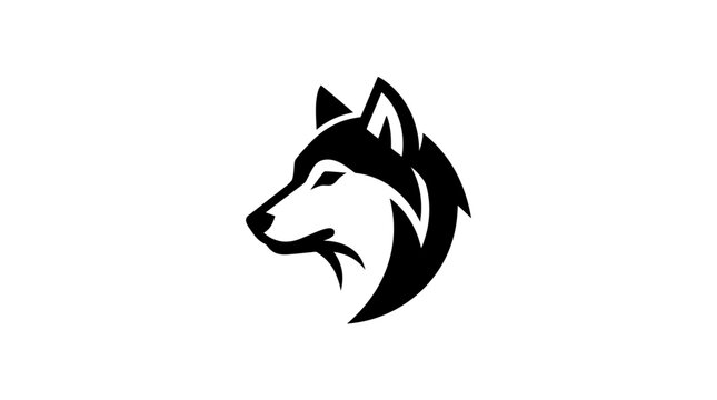 Stylized Wolf Head Silhouette Graphic Design.