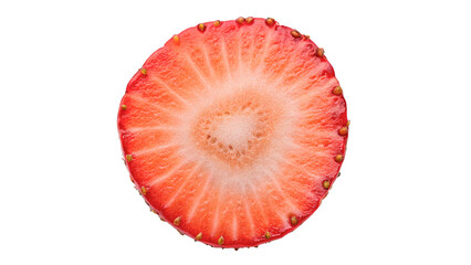 Single slice of fresh raw red sweet strawberry isolated on transparent background cut out © Ivan