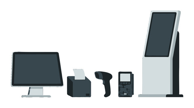 Modern point of sale equipment for retail business store checkout.
