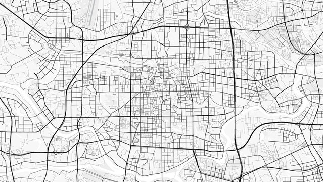 Foshan City Map. Minimalist black and white line art poster for printing, wallpaper, wall art, and map resources for home and office decor