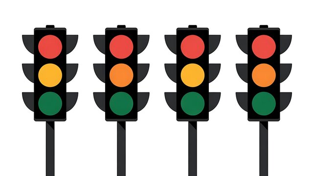 A simple illustration of traffic light vector icons set isolated on white background