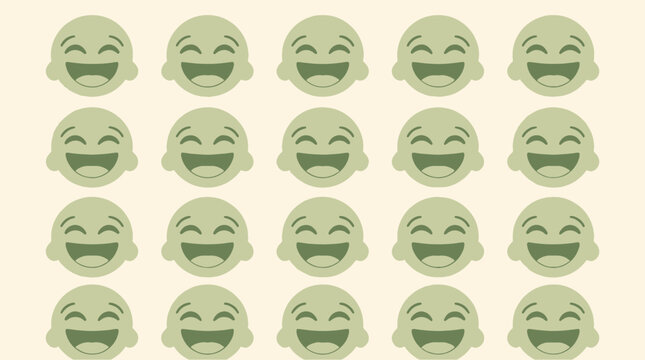 A repeating pattern of cheerful green smiley faces conveys joy and happiness.