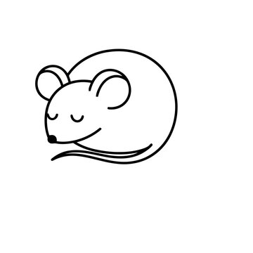 Simple line drawing of a sleeping mouse