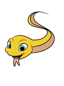 illustration of a yellow snake with its tail forming the letter S 