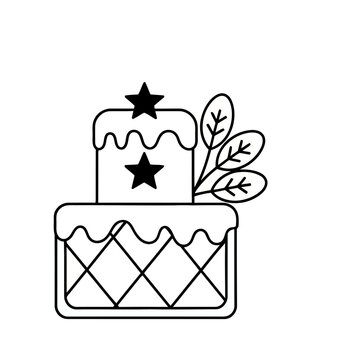 Two Tier Cake with Stars and Leaves