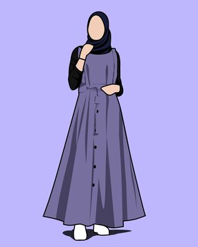 A female model wearing modern fashion with a black hijab 