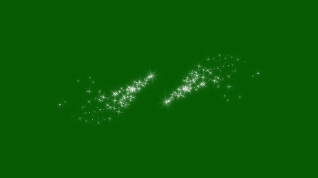 Twinkle glitter star sparkle, Magic glitter sparkle trail, stars fairy dust wand glitter stars trail overlay magic sparkles glitter line stars, glowing doodle stars burst on green screen. 4K