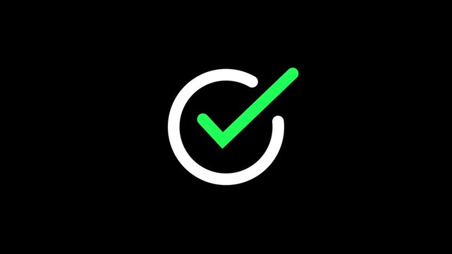 check mark icon with loading bar animation on a white background.