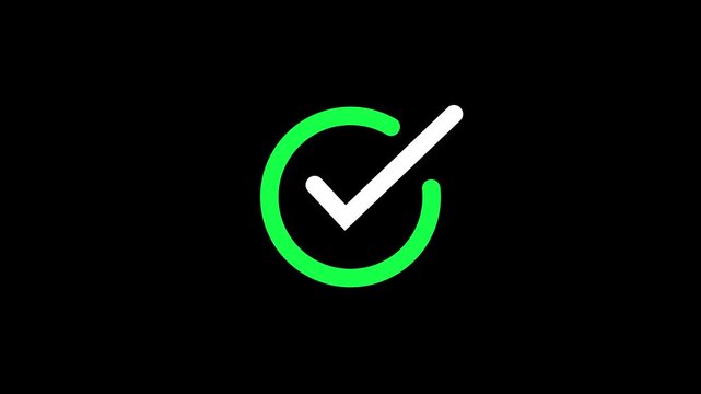 check mark icon with loading bar animation on a white background.