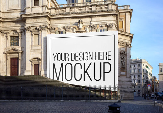 Mockup Of Customized Signage By Building