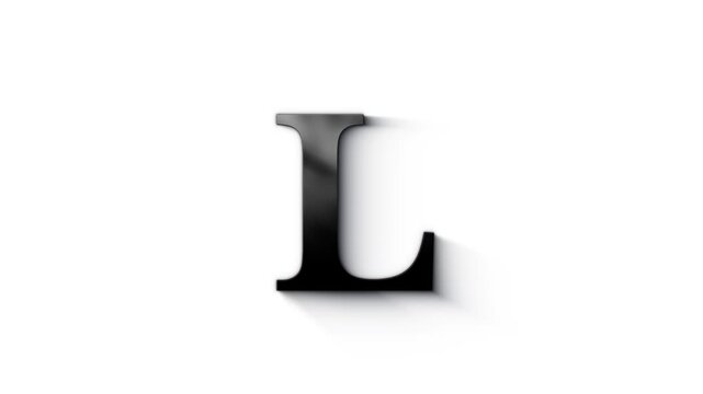 Black letter L burns with fire, letter with particles and ash, alphabet letter, alpha channel