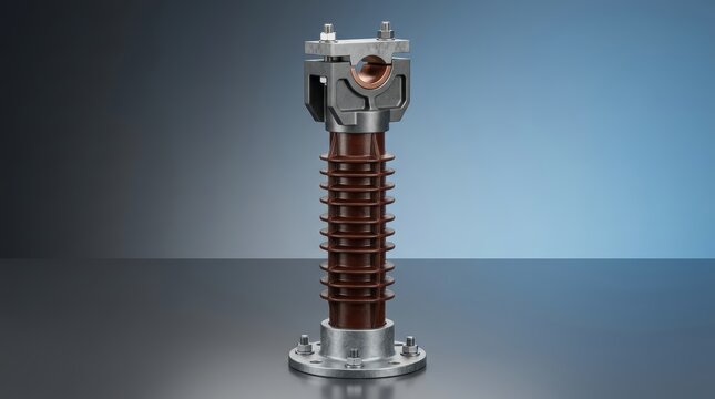 Busbar support post 3D render industrial insulating support component for electrical conductors and power distribution equipment