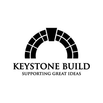 Bold silhouette of a masonry arch with a central keystone, ideal for construction or engineering firms.