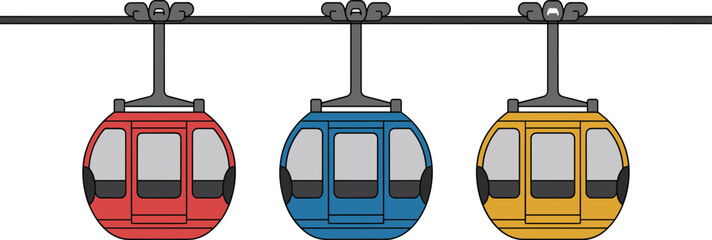 Cable Car Gondola Collection Vector Set with Colorful Aerial Tram Cabins, Mountain Transport, Ski Lift, and Tourism Illustrations Isolated on White Background © Anowara