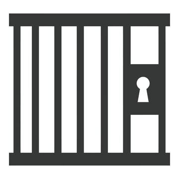 Gray prison cell door with vertical bars and keyhole  jail icon icon