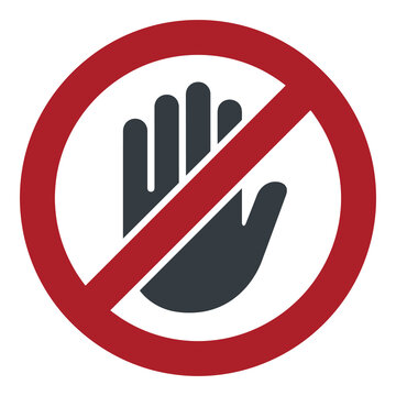 No touching allowed sign with hand inside red circle and line icon