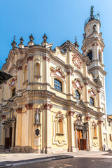 Obraz premium View at the Church of Holy Trinity in the streets of Crema in Italy