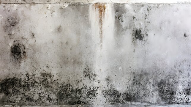 A damp concrete basement wall with visible mold growth, representing a common moisture issue homeowners face during seasonal weather changes.
