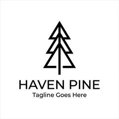 Obraz premium Clean geometric pine tree representation for forest and nature branding.