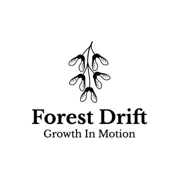 Simple black and white illustration of falling samaras for nature and eco branding.