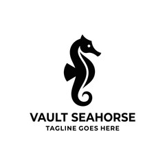 Elegant black silhouette of a seahorse suitable for aquatic, spa, or conservation branding. © Pixel