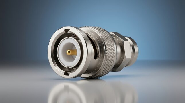 BNC connector 3D render precision coaxial interface for test equipment video systems communication devices and signal transmission