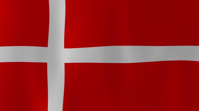 Realistic Denmark flag waving full screen animation loop, Danish patriotic background and national symbol close up
