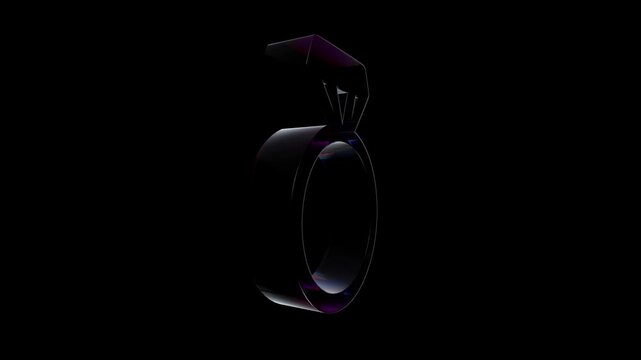 Shiny purple amethyst gemstone ring glowing in the dark with a luxury and elegant jewelry design style