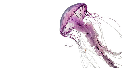 Wild purple marine jellyfish swimming actively isolated on transparent background © Arina