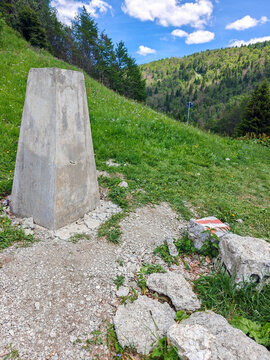 Albania and Montenegro Mountain Border Stone