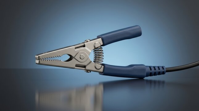 Crocodile clip 3D render electrical temporary connection component for testing equipment battery systems and laboratory instruments
