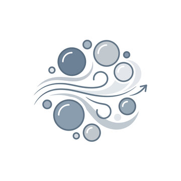 Abstract blue swirls and circles representing wind and bubbles.