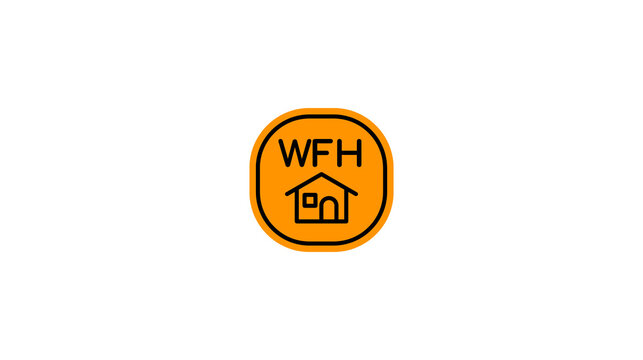 WFH Icon with House Outline Symbolizing Remote Work