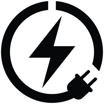Electric plug with lightning bolt in circle symbol  energy and power concept png