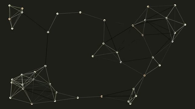 Abstract geometric network with connected lines and nodes on dark background