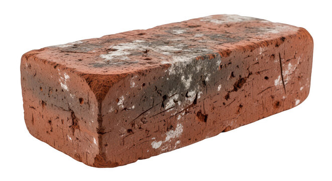 A single red clay brick block used for building and construction projects isolated isolated on transparent background