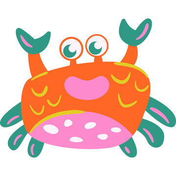 Cute Flat Crab Marine Animal Clip Art