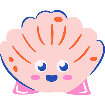 Cute Flat Pearl Shell Ocean Animal Clip Art