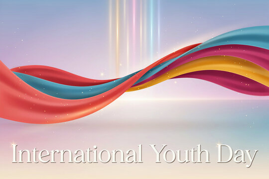International Youth Day colorful ribbon background